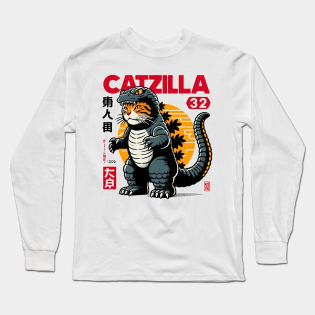 Catzilla Long Sleeve T-Shirt by Minisim